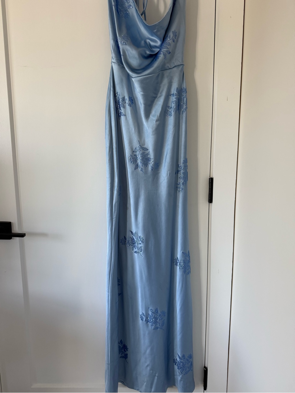 Hello Molly Powder Blue Satin Cowl Neck Sharlow Maxi Dress — image 4 of 4